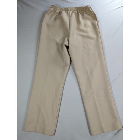 Alfred Dunner Pull On Pants 10P Petite Beige Straight Leg Dress Polyester - Picture 8 of 11